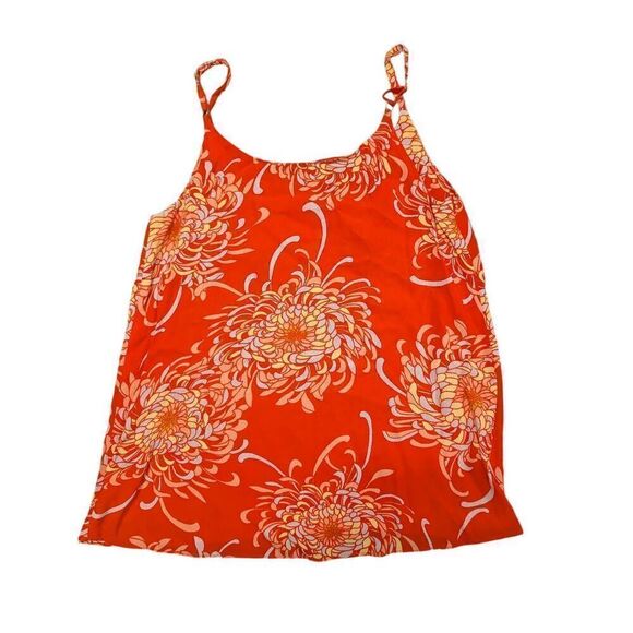 Cabi Blouse Tank Top Orange Floral Rayon Strappy Shoulders Sleeveless Women's Sm - Picture 2 of 5